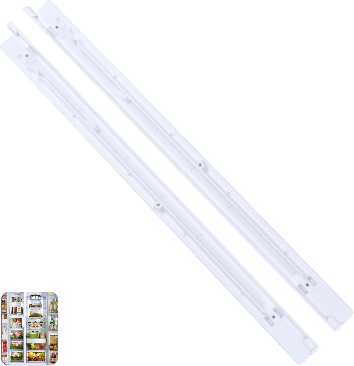 Upgrade 240530601(Left) & 240530701(Right) Refrigerator Drawer Slide Rail Replacement, Pan Hangers Slide Only Compatible with Ken-more and Frigidaire Refrigerator, Replace Part for 240460401 240460501