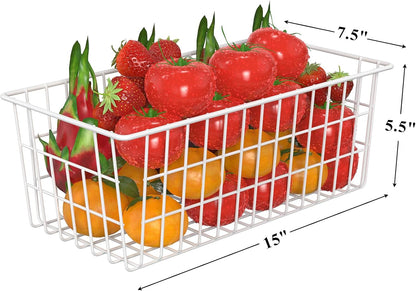 Freezer Organizer Bins for Upright Freezer Wire Drawer Baskets | Chest Freezer Ice Bins Refrigerator Cooler Divider Metal Wire Containers for Frozen Meat Fruits and Vegetables Storage, 5 Pcs