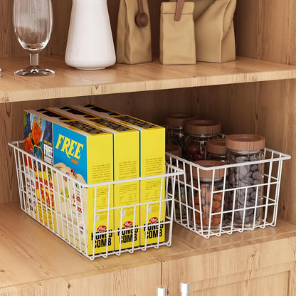 Freezer Organizer Bins for Upright Freezer Wire Drawer Baskets | Chest Freezer Ice Bins Refrigerator Cooler Divider Metal Wire Containers for Frozen Meat Fruits and Vegetables Storage, 5 Pcs
