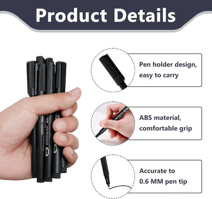12 Pack Fine Point Black Permanent Marker Pens 0.6mm, Quick-Dry Waterproof Ink for Writing Drawing Labeling on Plastic Wood Metal Glass, Long-Lasting Fine-Tip Markers for Office School Home Crafts