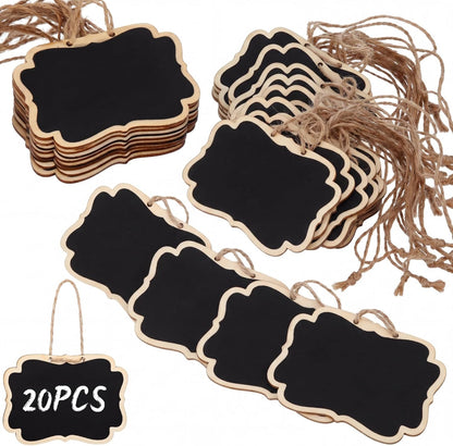 20 Pcs Wooden Mini Chalkboard Signs Chalkboard Hanging Labels, Ideal Price Tags, Message Boards, Black