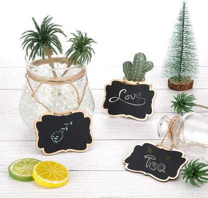20 Pcs Wooden Mini Chalkboard Signs Chalkboard Hanging Labels, Ideal Price Tags, Message Boards, Black