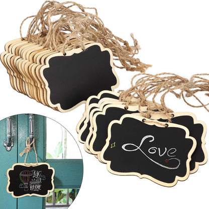 20 Pcs Wooden Mini Chalkboard Signs Chalkboard Hanging Labels, Ideal Price Tags, Message Boards, Black