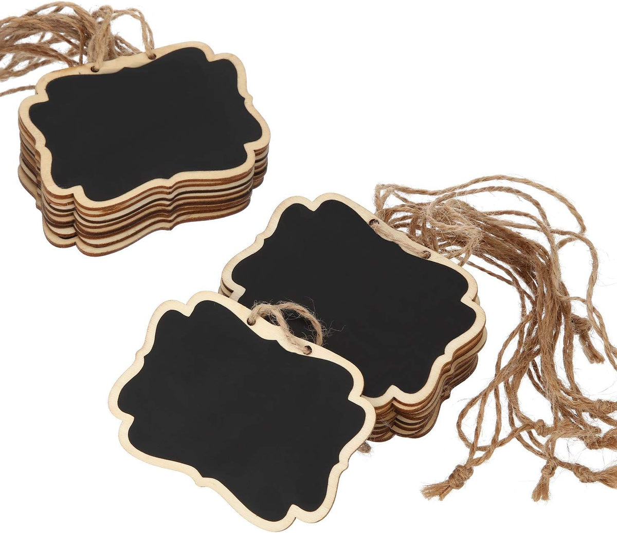 20 Pcs Wooden Mini Chalkboard Signs Chalkboard Hanging Labels, Ideal Price Tags, Message Boards, Black