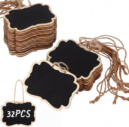 20 Pcs Wooden Mini Chalkboard Signs Chalkboard Hanging Labels, Ideal Price Tags, Message Boards, Black