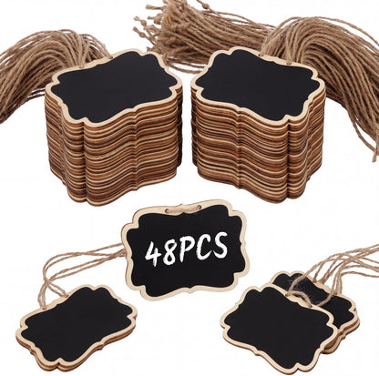 20 Pcs Wooden Mini Chalkboard Signs Chalkboard Hanging Labels, Ideal Price Tags, Message Boards, Black