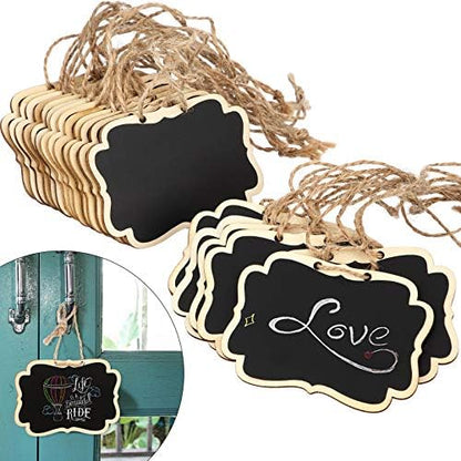 20 Pcs Wooden Mini Chalkboard Signs Chalkboard Hanging Labels, Ideal Price Tags, Message Boards, Black