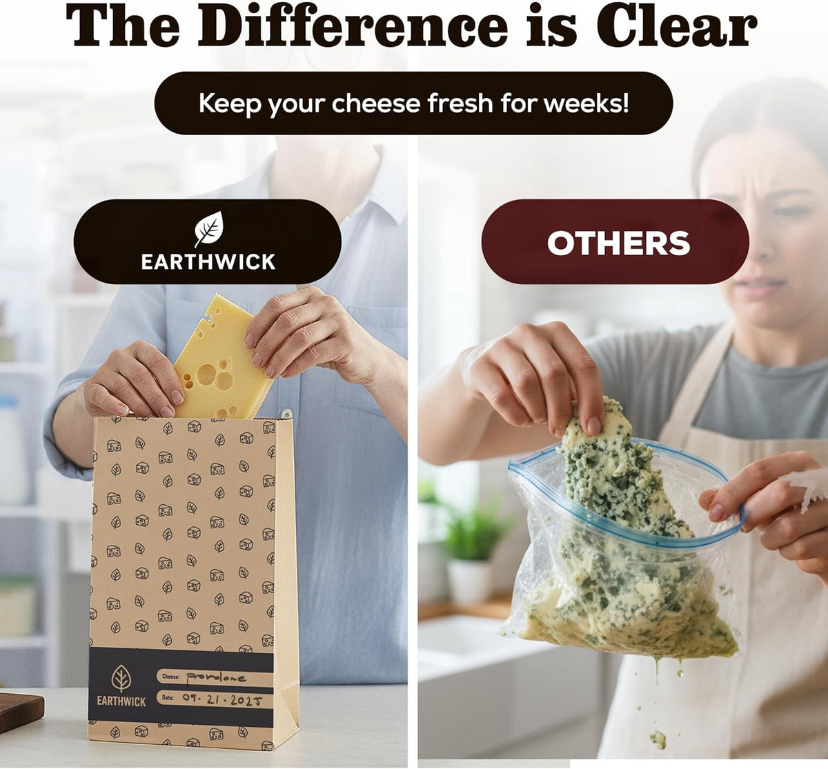 Cheese And Deli Storage 20 Breathable Wax Paper Cheese Storage Bags, Compostable, Biodegradable, and Plastic-Free Paper to Keep Cheese and Charcuterie Fresh, Kitchen Organization 6.25 x 11 inch