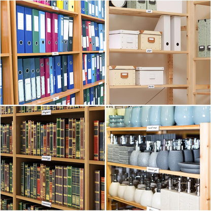 100 Pcs Wood Shelf Label Holders Clear Plastic Price Tag 2.4 in L x 1 in H for Bookshelf Shelves, Wood Shelf Sign and Ticket Holder, Clips On to Shelves 3/4" to 1" Thick