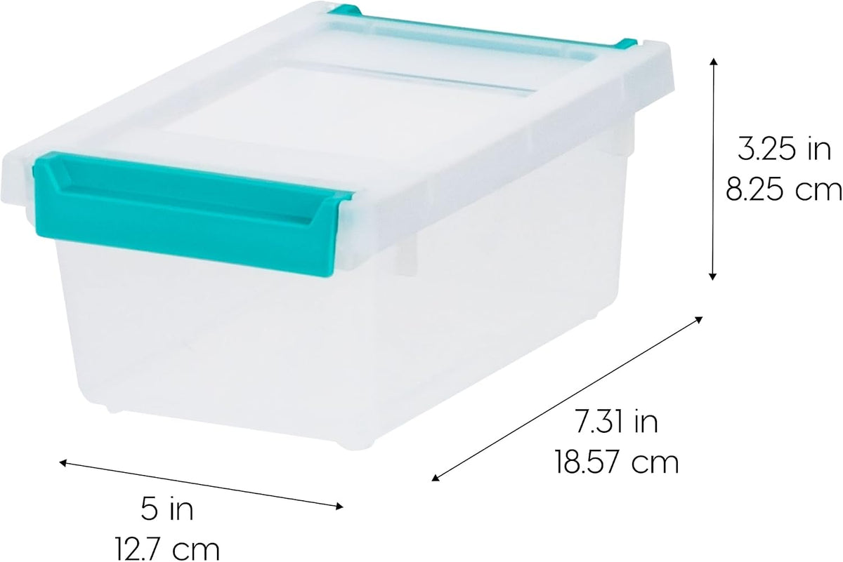 Storage Bins with Lids |Made in USA| 2 Qt - - Clear | Sensory Craft Organizers, Plastic Clip Box Totes, Flat Containers for Organizing Paper, Office, Art & Study Supplies