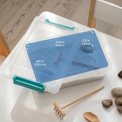 Storage Bins with Lids |Made in USA| 2 Qt - - Clear | Sensory Craft Organizers, Plastic Clip Box Totes, Flat Containers for Organizing Paper, Office, Art & Study Supplies