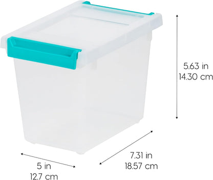Storage Bins with Lids |Made in USA| 2 Qt - - Clear | Sensory Craft Organizers, Plastic Clip Box Totes, Flat Containers for Organizing Paper, Office, Art & Study Supplies