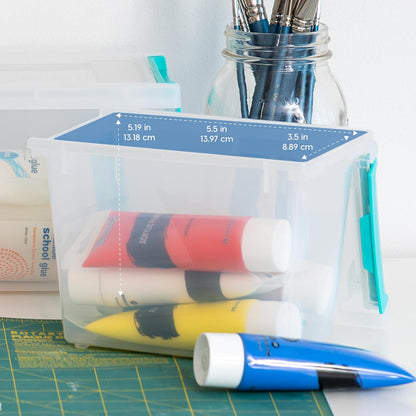 Storage Bins with Lids |Made in USA| 2 Qt - - Clear | Sensory Craft Organizers, Plastic Clip Box Totes, Flat Containers for Organizing Paper, Office, Art & Study Supplies