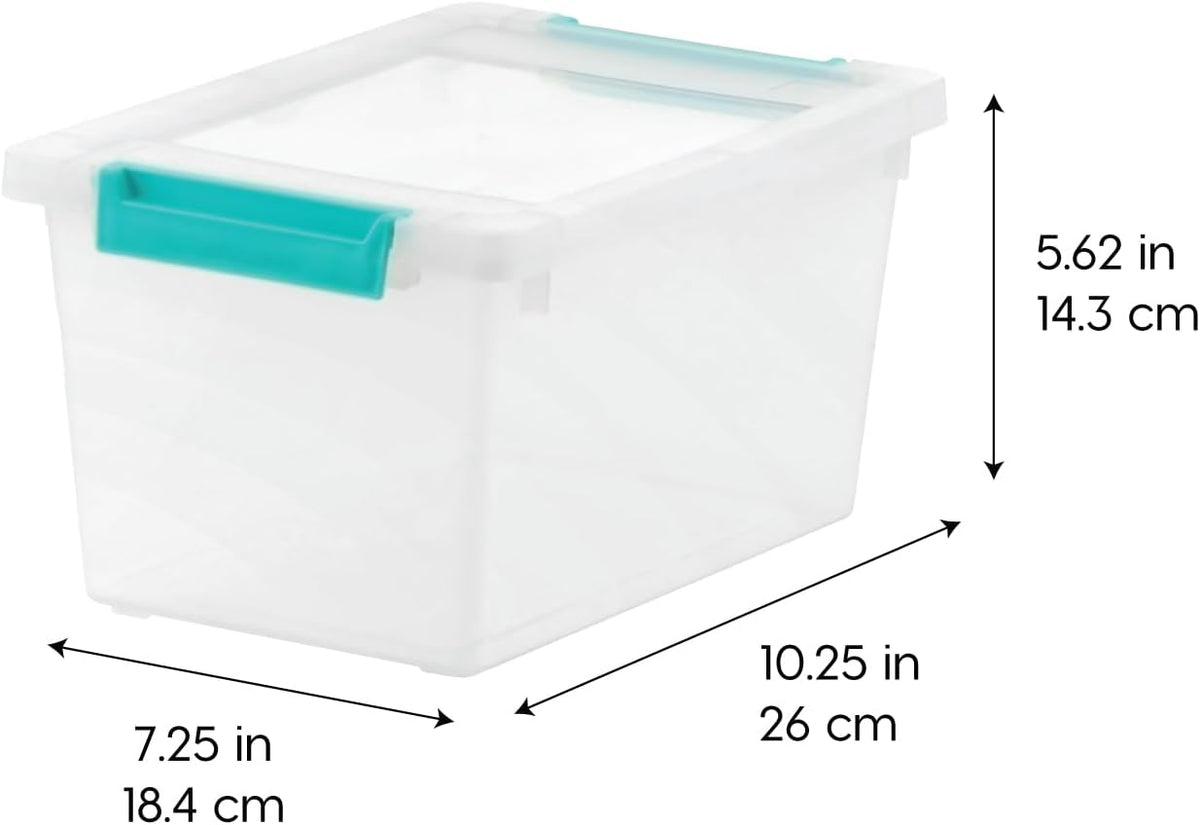Storage Bins with Lids |Made in USA| 2 Qt - - Clear | Sensory Craft Organizers, Plastic Clip Box Totes, Flat Containers for Organizing Paper, Office, Art & Study Supplies