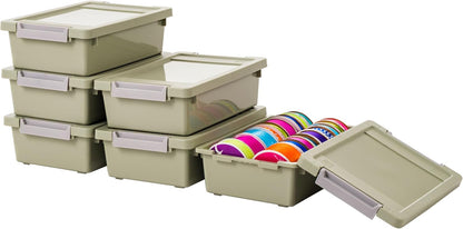 Storage Bins with Lids |Made in USA| 2 Qt - - Clear | Sensory Craft Organizers, Plastic Clip Box Totes, Flat Containers for Organizing Paper, Office, Art & Study Supplies