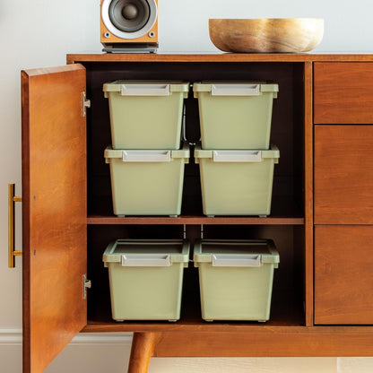 Storage Bins with Lids |Made in USA| 2 Qt - - Clear | Sensory Craft Organizers, Plastic Clip Box Totes, Flat Containers for Organizing Paper, Office, Art & Study Supplies