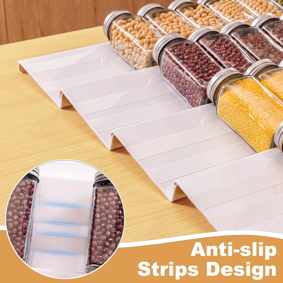 Spice Drawer Organizer, Expandable Acrylic Seasoning Rack (13" to 26") with Anti-Slip Mat, Kitchen Spice Rack Holds up to 56 Jars (Jars Not Included)