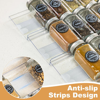 Spice Drawer Organizer, Expandable Acrylic Seasoning Rack (13" to 26") with Anti-Slip Mat, Kitchen Spice Rack Holds up to 56 Jars (Jars Not Included)