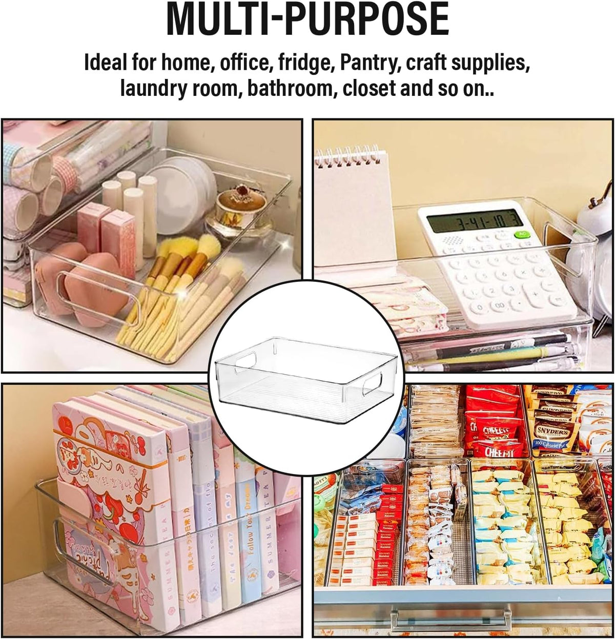 Clear Plastic Storage Bins, Pantry Organizers and Storage, Kitchen Organization and Storage Containers Bins for Organizing, Fridge, Freezer, Bathroom, Pantries, Medicine Cabinet Organizer Bin