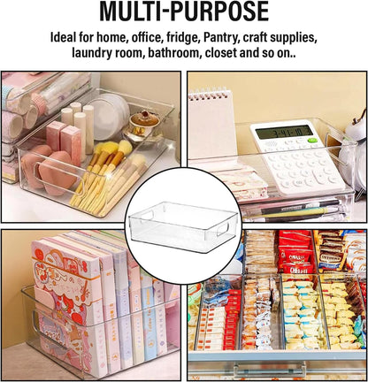 Clear Plastic Storage Bins, Pantry Organizers and Storage, Kitchen Organization and Storage Containers Bins for Organizing, Fridge, Freezer, Bathroom, Pantries, Medicine Cabinet Organizer Bin