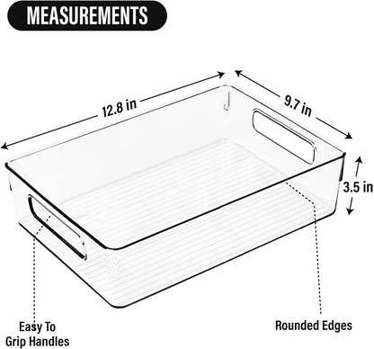 Clear Plastic Storage Bins, Pantry Organizers and Storage, Kitchen Organization and Storage Containers Bins for Organizing, Fridge, Freezer, Bathroom, Pantries, Medicine Cabinet Organizer Bin