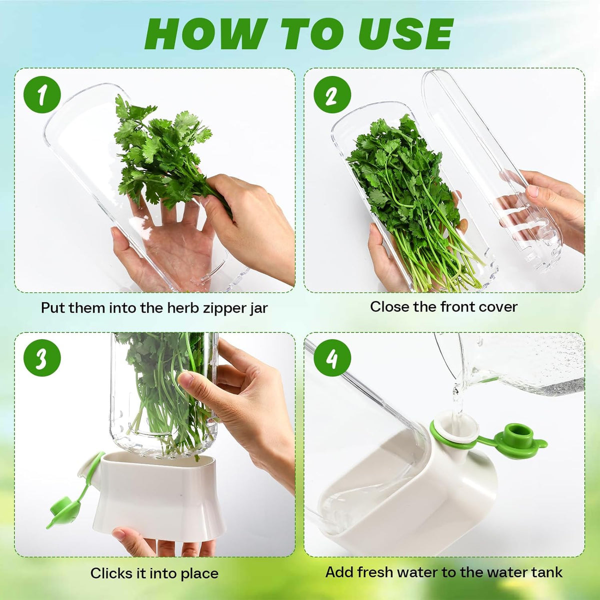 2 Pieces Herb Saver for Refrigerator Fresh Herb Keeper Cilantro Container for Fridge Saver Pod for Cilantro, Parsley, Asparagus, Keeps Vegetables for 2-3 Weeks(White)