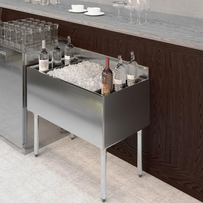 16 in. x 5.5 in. Plastic Ice Bin Bottle Holder Insert, 3 Bottle Capacity for Bar Mixers, Syrups & Condiments, Commercial Beverage Station Organizer, NSF