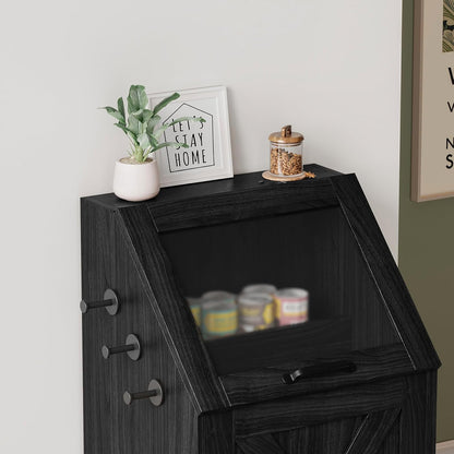 Dog Feeding Station with Storage Cabinet & 2 Elevated Bowls,Black