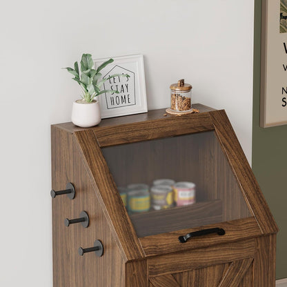 Dog Feeding Station with Storage Cabinet & 2 Elevated Bowls,Black