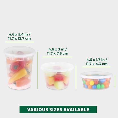 Food Storage Containers 32 oz Plastic Deli Containers with Lids, Slime, Soup, Meal Prep Containers | BPA Free | Stackable | Leakproof | Microwave/Dishwasher/Freezer Safe