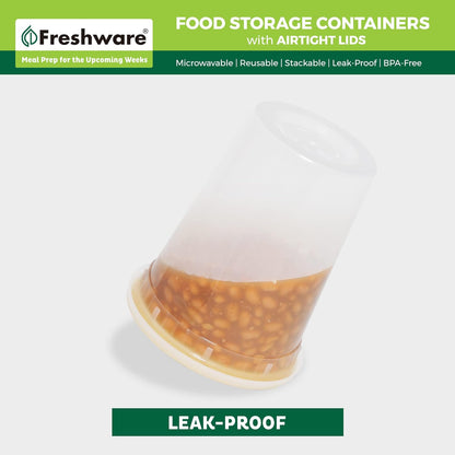 Food Storage Containers 32 oz Plastic Deli Containers with Lids, Slime, Soup, Meal Prep Containers | BPA Free | Stackable | Leakproof | Microwave/Dishwasher/Freezer Safe