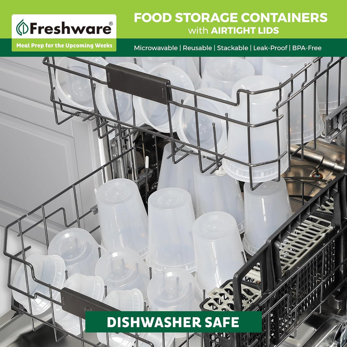Food Storage Containers 32 oz Plastic Deli Containers with Lids, Slime, Soup, Meal Prep Containers | BPA Free | Stackable | Leakproof | Microwave/Dishwasher/Freezer Safe