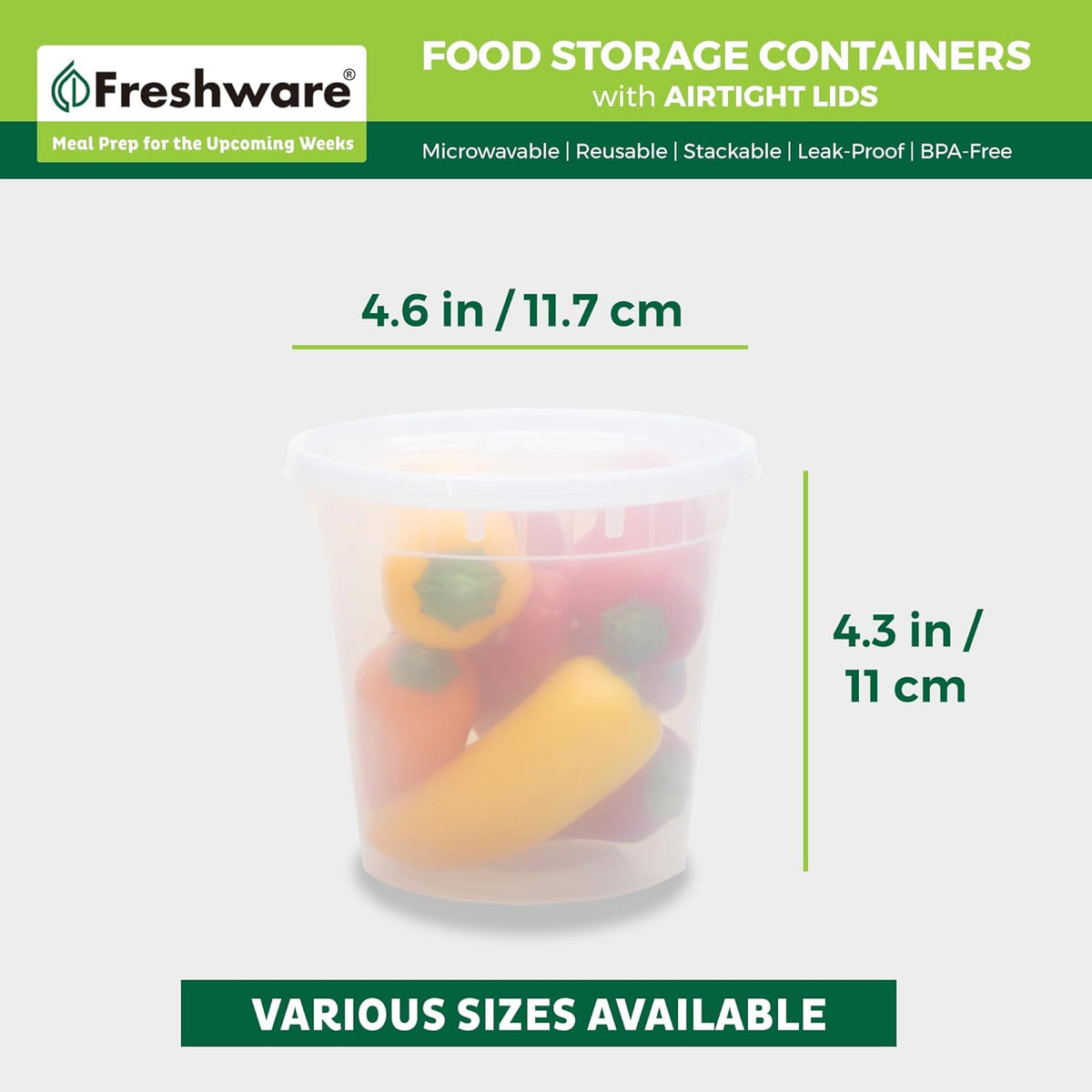 Food Storage Containers 32 oz Plastic Deli Containers with Lids, Slime, Soup, Meal Prep Containers | BPA Free | Stackable | Leakproof | Microwave/Dishwasher/Freezer Safe