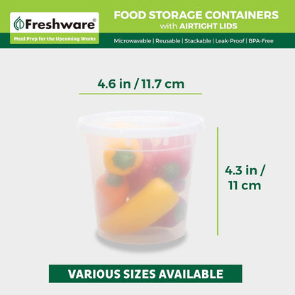 Food Storage Containers 32 oz Plastic Deli Containers with Lids, Slime, Soup, Meal Prep Containers | BPA Free | Stackable | Leakproof | Microwave/Dishwasher/Freezer Safe