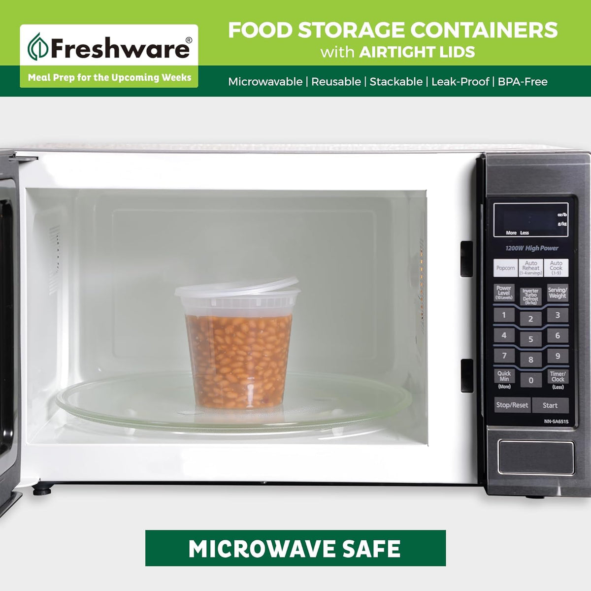 Food Storage Containers 32 oz Plastic Deli Containers with Lids, Slime, Soup, Meal Prep Containers | BPA Free | Stackable | Leakproof | Microwave/Dishwasher/Freezer Safe