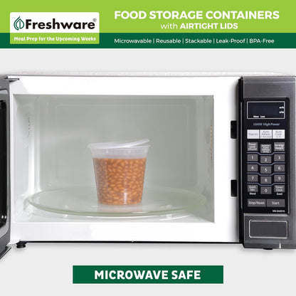 Food Storage Containers 32 oz Plastic Deli Containers with Lids, Slime, Soup, Meal Prep Containers | BPA Free | Stackable | Leakproof | Microwave/Dishwasher/Freezer Safe