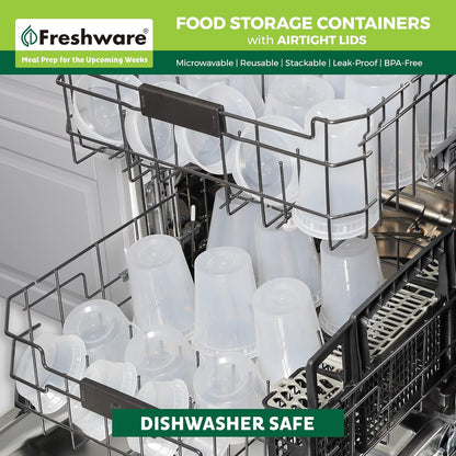 Food Storage Containers 32 oz Plastic Deli Containers with Lids, Slime, Soup, Meal Prep Containers | BPA Free | Stackable | Leakproof | Microwave/Dishwasher/Freezer Safe