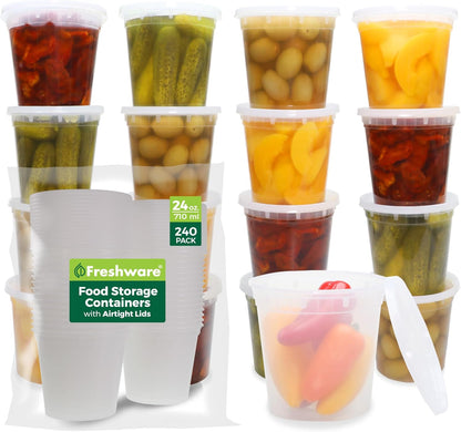 Food Storage Containers 32 oz Plastic Deli Containers with Lids, Slime, Soup, Meal Prep Containers | BPA Free | Stackable | Leakproof | Microwave/Dishwasher/Freezer Safe
