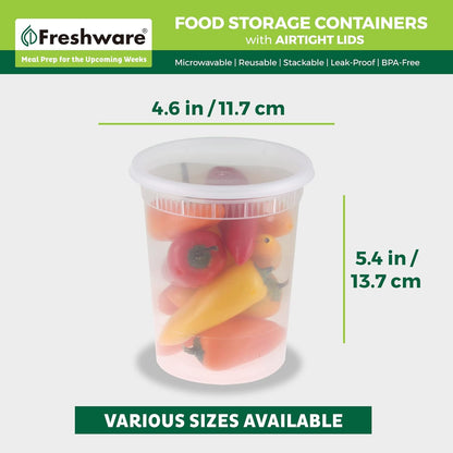 Food Storage Containers 32 oz Plastic Deli Containers with Lids, Slime, Soup, Meal Prep Containers | BPA Free | Stackable | Leakproof | Microwave/Dishwasher/Freezer Safe