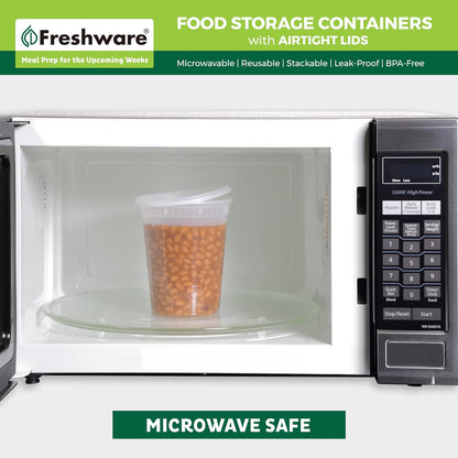 Food Storage Containers 32 oz Plastic Deli Containers with Lids, Slime, Soup, Meal Prep Containers | BPA Free | Stackable | Leakproof | Microwave/Dishwasher/Freezer Safe