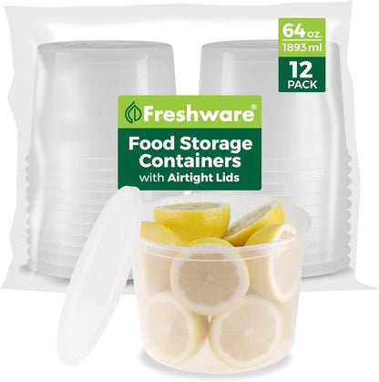 Food Storage Containers 32 oz Plastic Deli Containers with Lids, Slime, Soup, Meal Prep Containers | BPA Free | Stackable | Leakproof | Microwave/Dishwasher/Freezer Safe