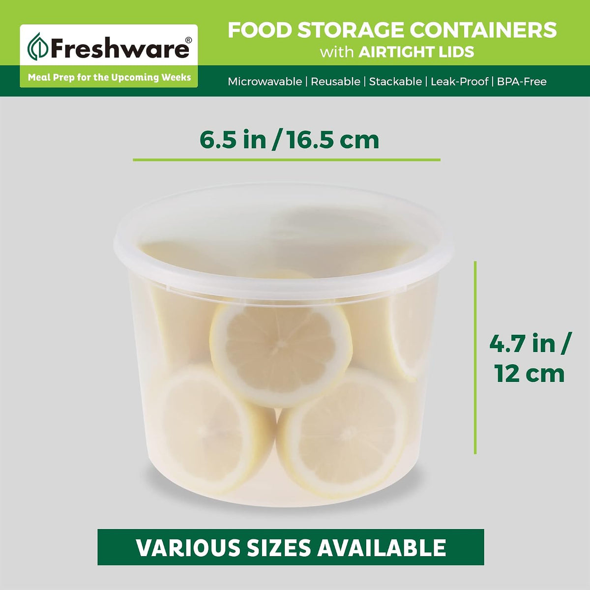 Food Storage Containers 32 oz Plastic Deli Containers with Lids, Slime, Soup, Meal Prep Containers | BPA Free | Stackable | Leakproof | Microwave/Dishwasher/Freezer Safe