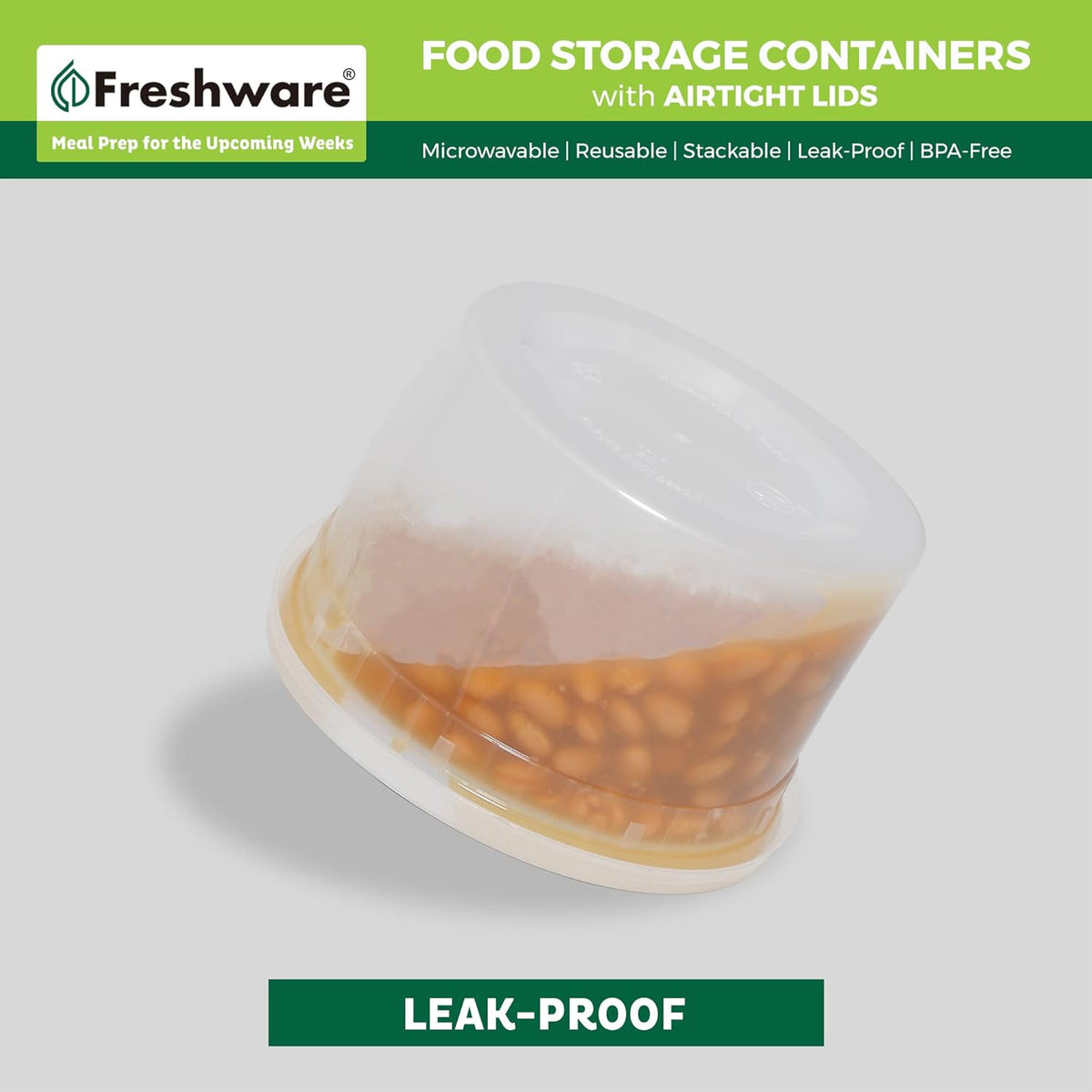Food Storage Containers 32 oz Plastic Deli Containers with Lids, Slime, Soup, Meal Prep Containers | BPA Free | Stackable | Leakproof | Microwave/Dishwasher/Freezer Safe