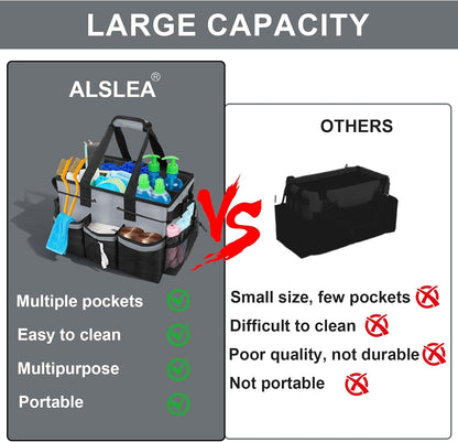 Large Cleaning Caddy Bag 15" x 10½" x 9" Heavy-Duty Organizer Tote for Home, Housekeepers, Janitors Cleaning Caddy for Cleaning Supplies with Shoulder Strap & Multiple Pockets (Gray)