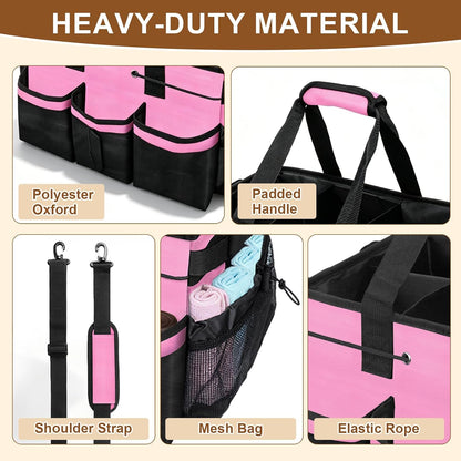 Large Cleaning Caddy Bag 15" x 10½" x 9" Heavy-Duty Organizer Tote for Home, Housekeepers, Janitors Cleaning Caddy for Cleaning Supplies with Shoulder Strap & Multiple Pockets (Gray)