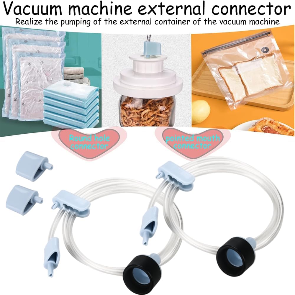 Accessory Hose Compatible with Deluxe Food VS-12 Vacuum Sealer，Suitable for all sealing zipper bags, wine plugs, jar seals, vacuum sealing agents (attachment hose For Deluxe Food VS-12) (2, Blue)