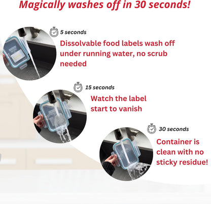 2x3 Dissolvable Food Labels, 1000 Food Container Stickers, Blue