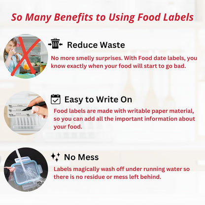 2x3 Dissolvable Food Labels, 1000 Food Container Stickers, Blue