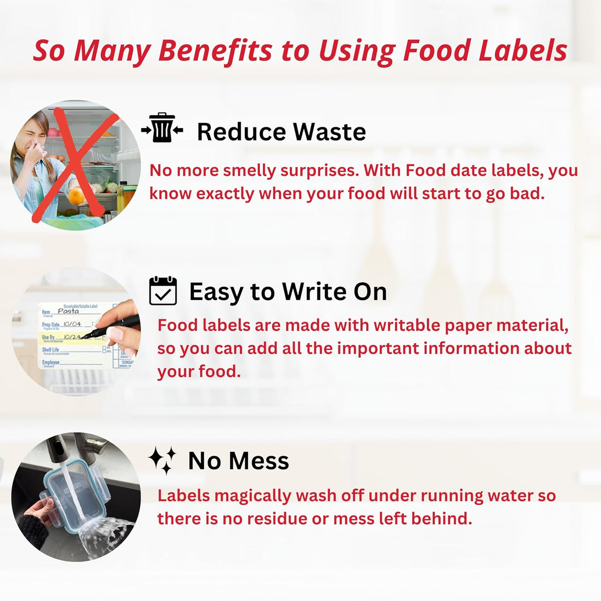 2x3 Dissolvable Food Labels, 1000 Food Container Stickers, Blue