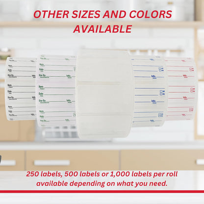 2x3 Dissolvable Food Labels, 1000 Food Container Stickers, Blue